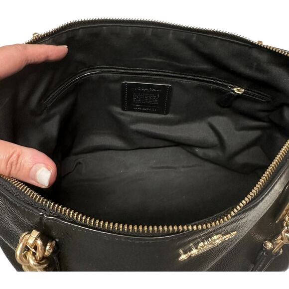 Coach Ava Leather Chain Tote Bag in Black with Gold Hardware - Picture 11 of 16